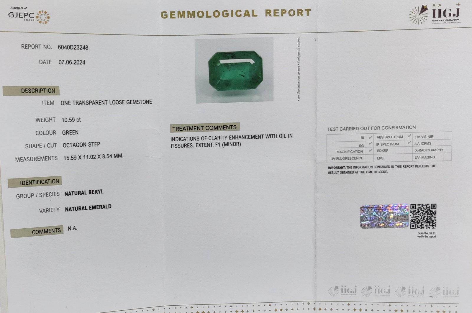EMRX138 4 1 EMERALD 10.59 Ct.