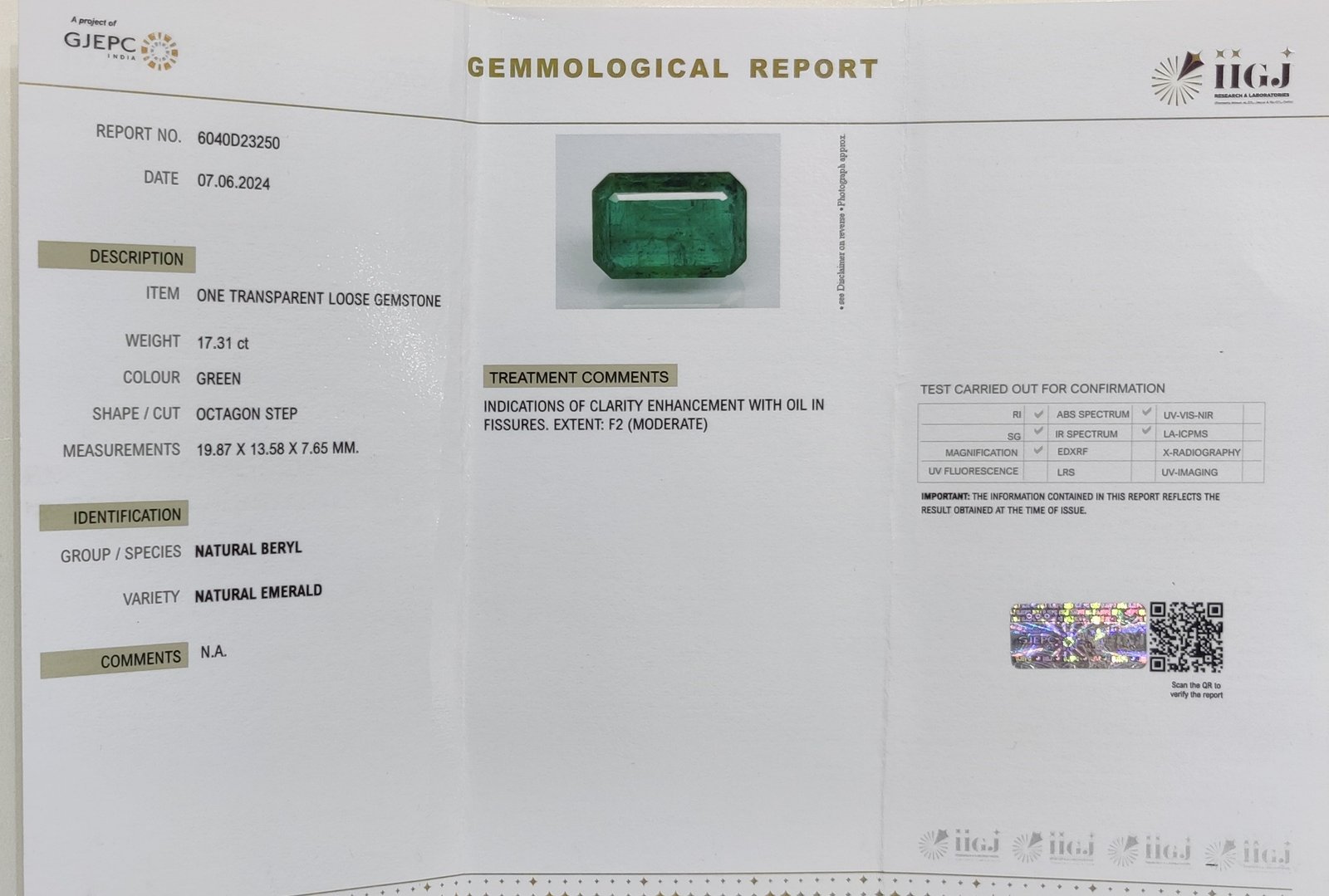 EMRX140 4 1 EMERALD 17.31 Ct.