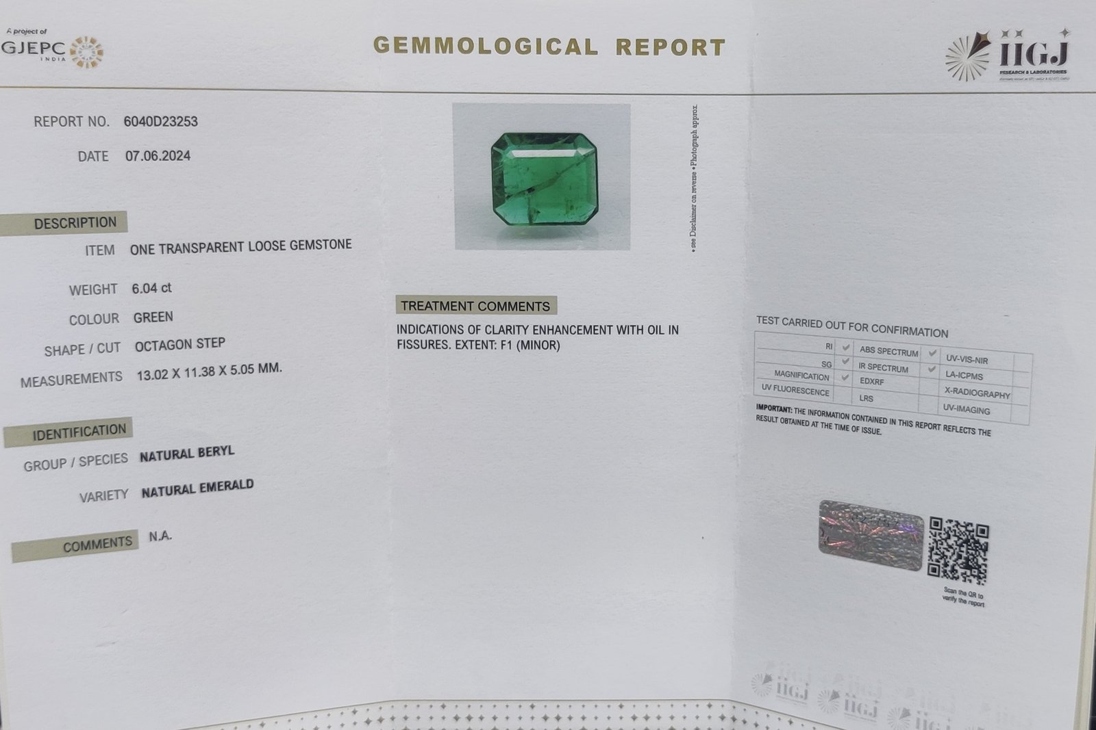 EMRX142 4 1 EMERALD 6.04 Ct.