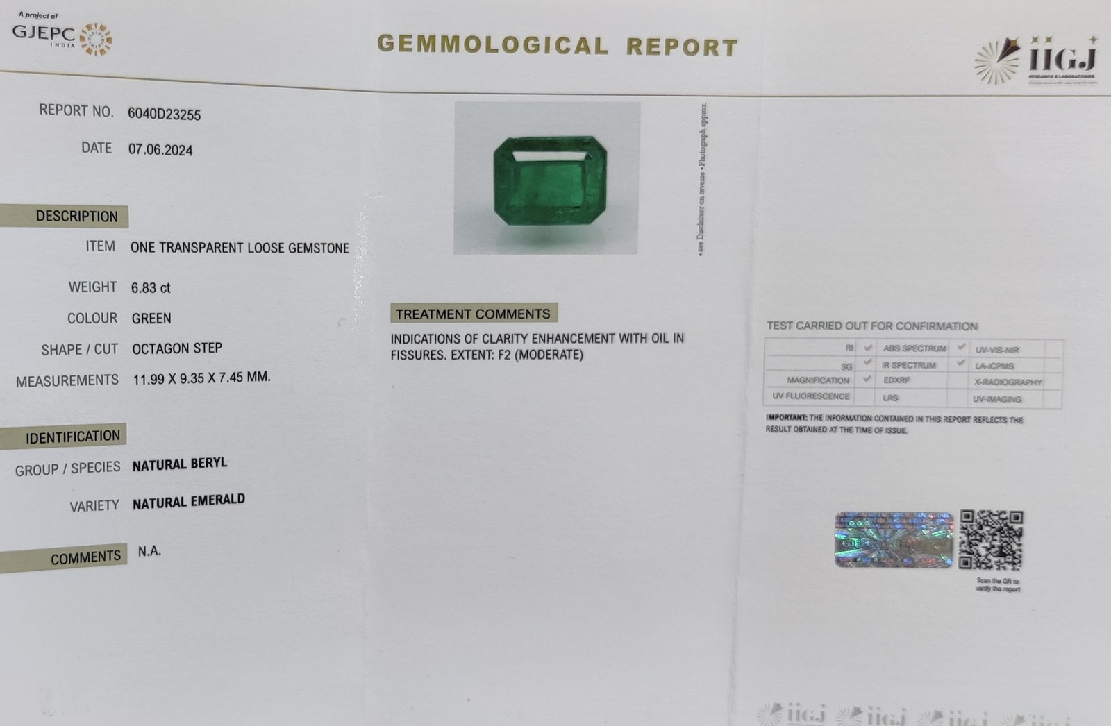EMRX143 4 1 EMERALD 6.83 Ct.