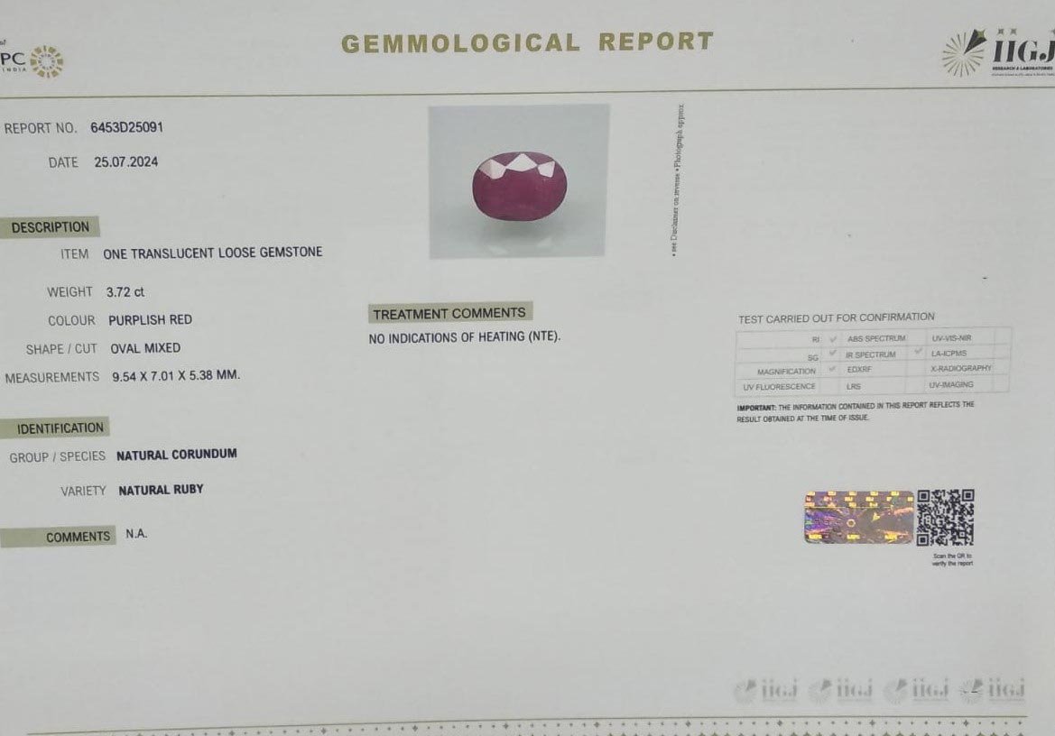 RUB7125 4 RUBY 3.72 Ct.