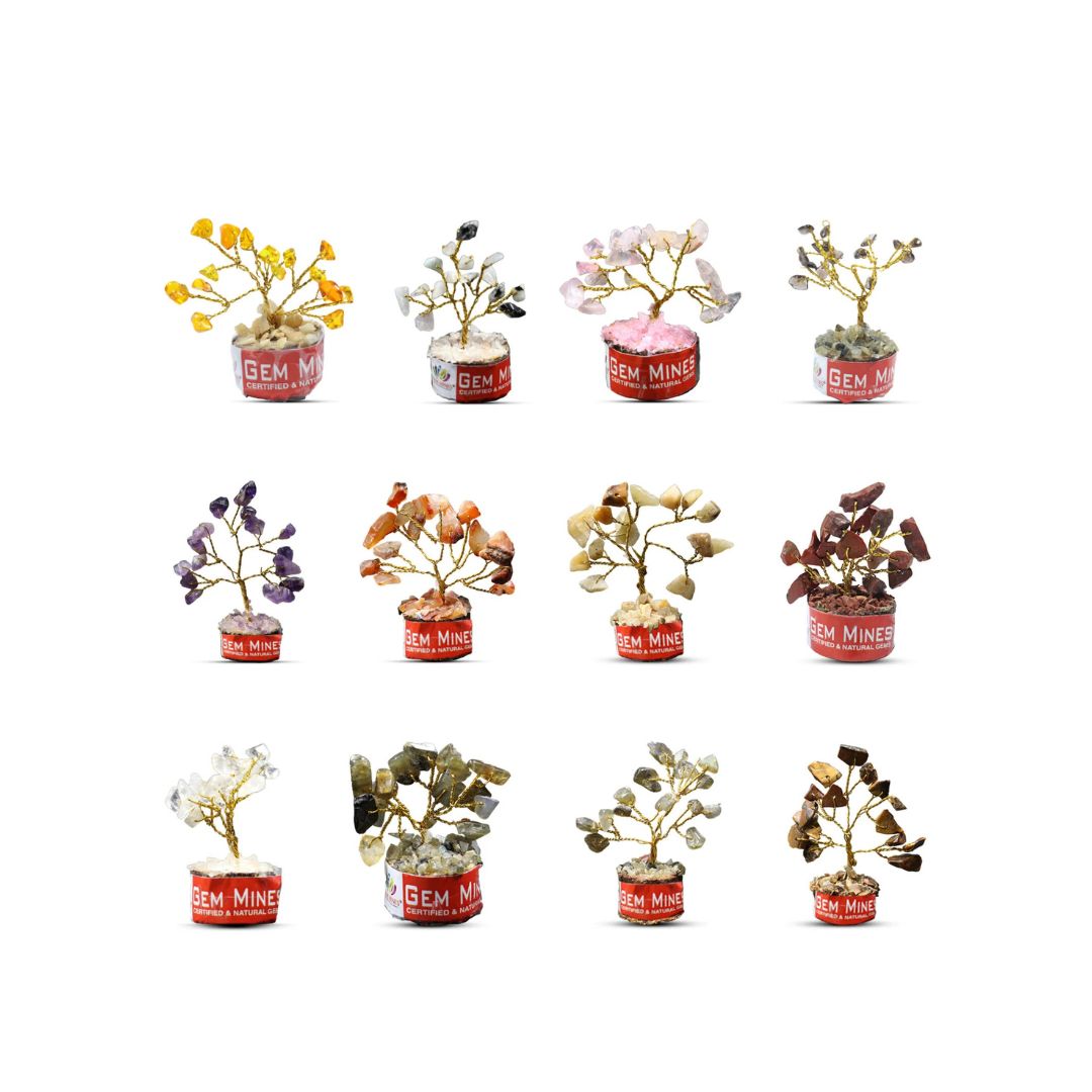 Set of Natural 12 Mini Crystal Tree
