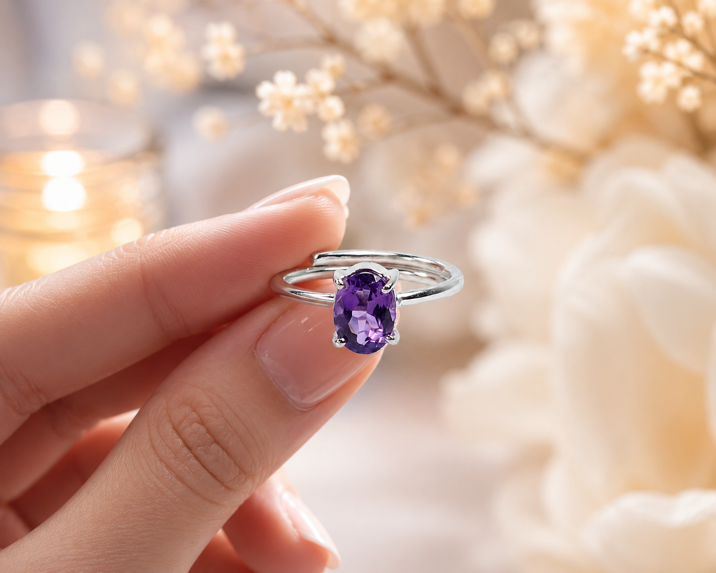 Amethyst Faceted Ring