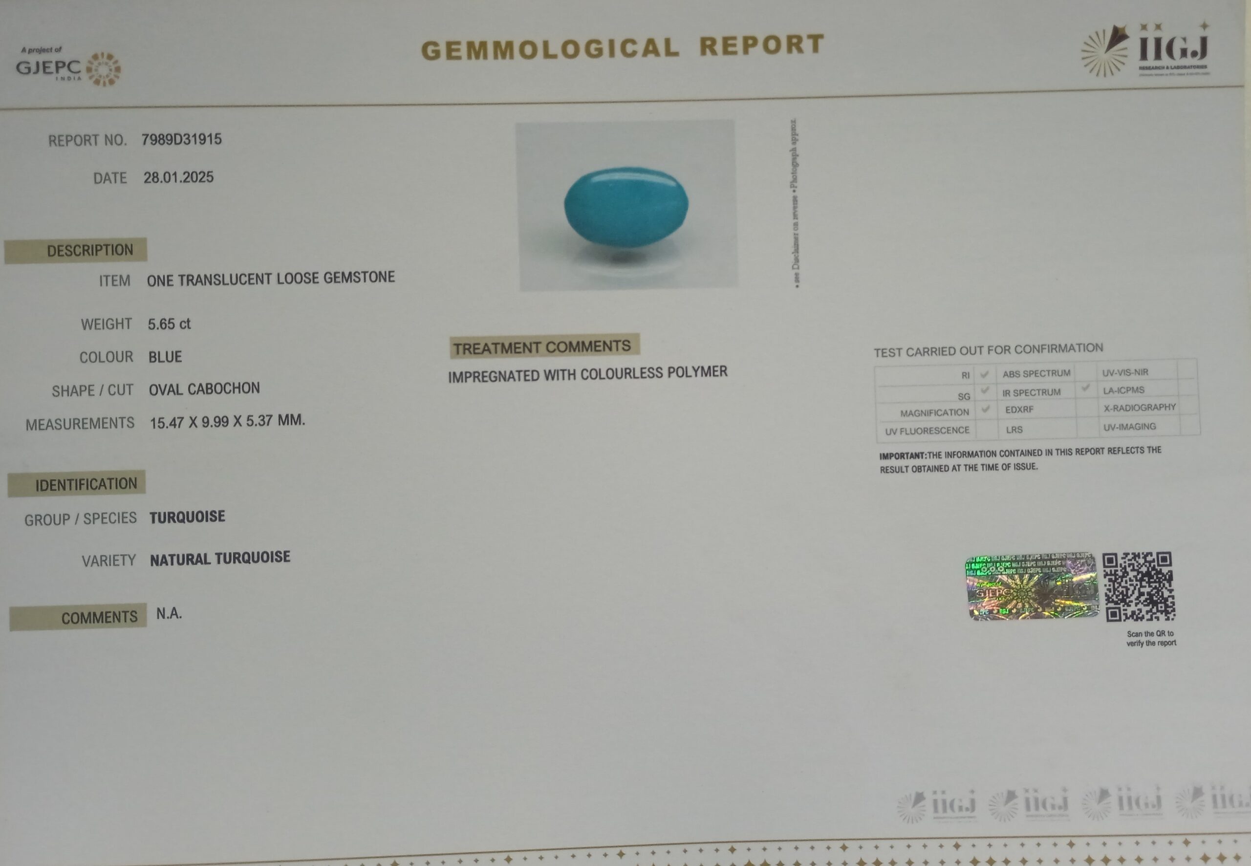 2578 scaled Turquoise 5.65 Ct.