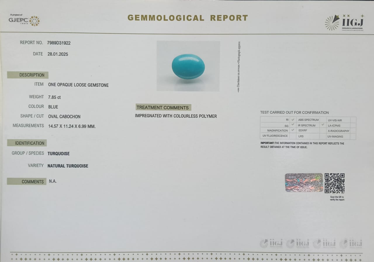 Turquoise 7.85 Ct. 5 2585 Turquoise 7.85 Ct.