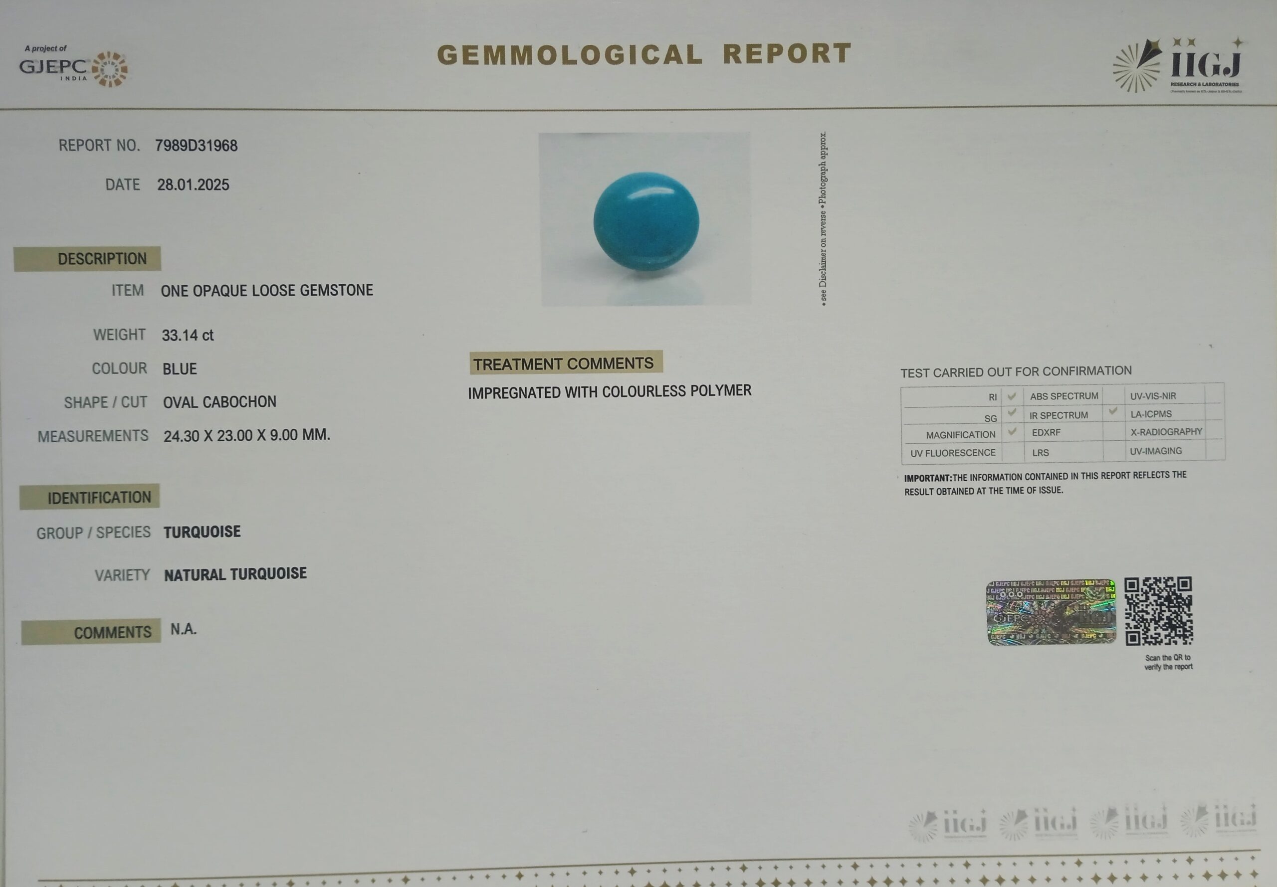 2602 scaled Turquoise 33.14 Ct.