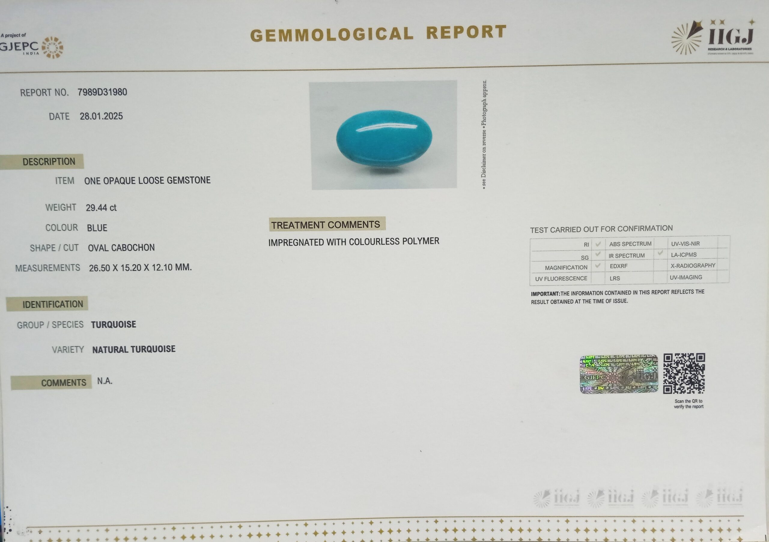 2613 scaled Turquoise 29.44 Ct.