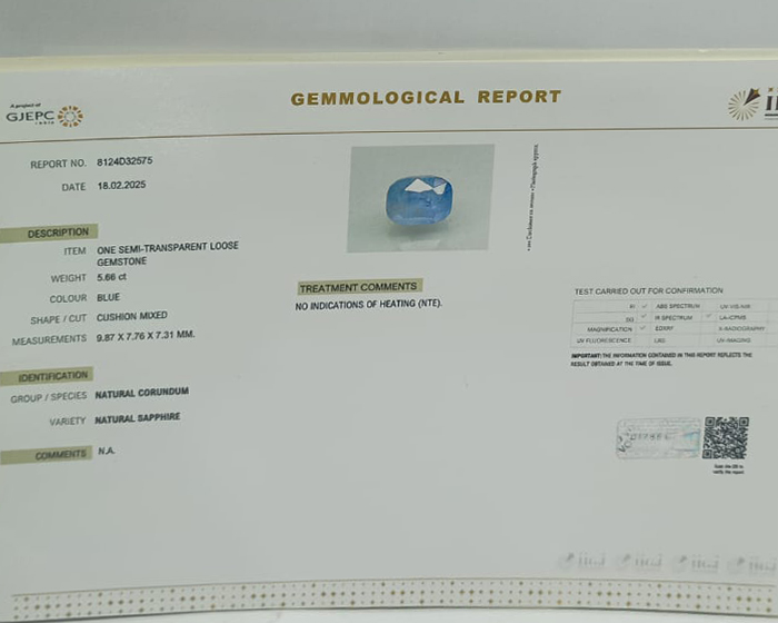Blue Sapphire 5.66 Ct. 5 BSP14491 4 2 Blue Sapphire 5.66 Ct.