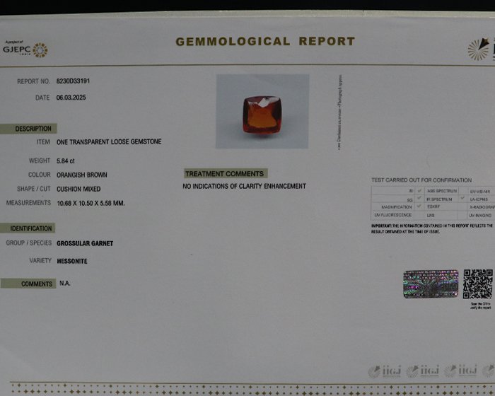 GMD7055 4 Hessonite 5.84 Ct.
