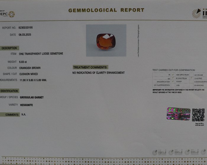 GMD7059 4 Hessonite 6.83 Ct.