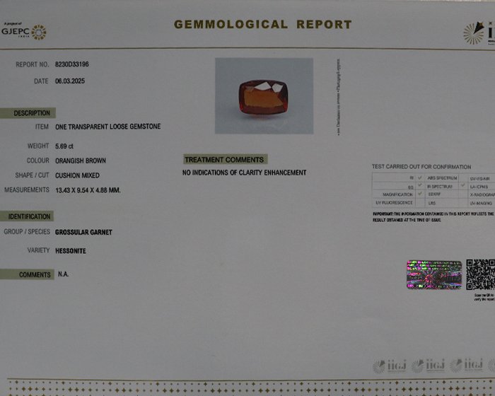 GMD7060 4 Hessonite 5.69 Ct.