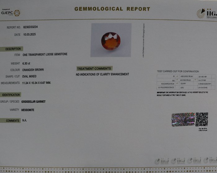 GMD7080 4 Hessonite 6.3 Ct.