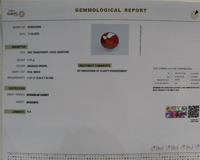 GMD7104 4 Hessonite 7.17 Ct.