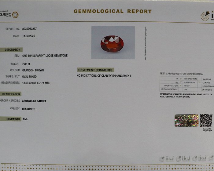 GMD7119 4 Hessonite 7.88 Ct.