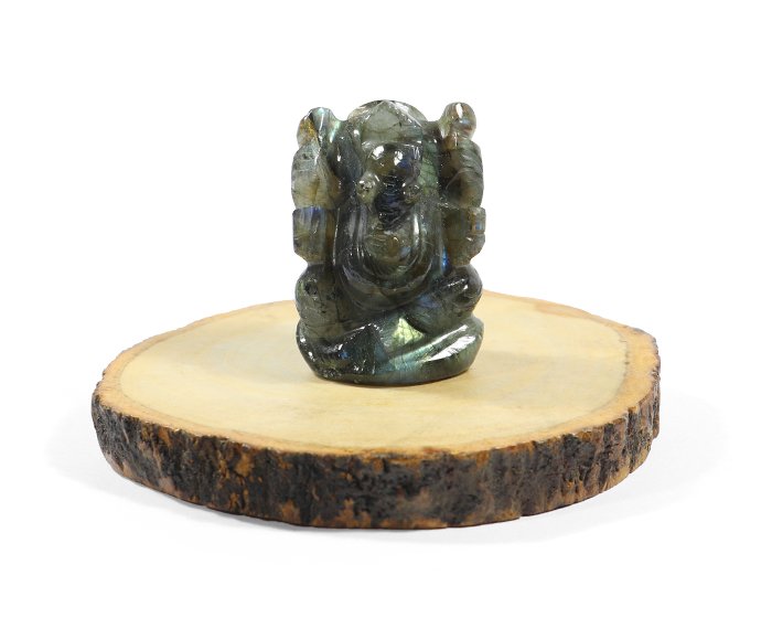 NLBDGS FX 4 Natural Labrodoite Ganesh Ji Statue