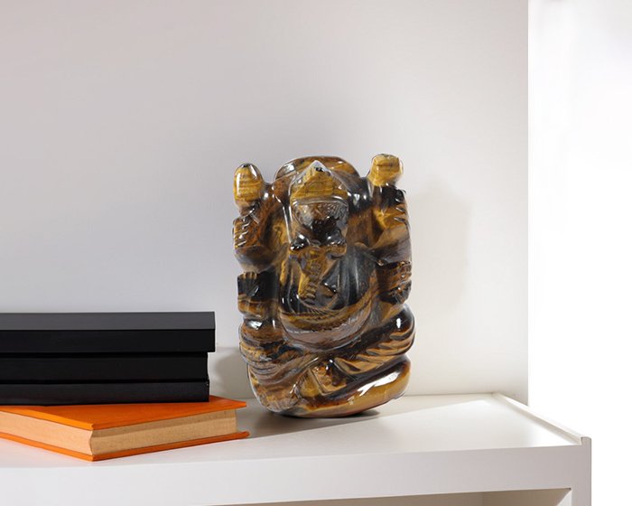 NTEGS FX 3 Natural Tiger's Eye Ganesh Ji Statue