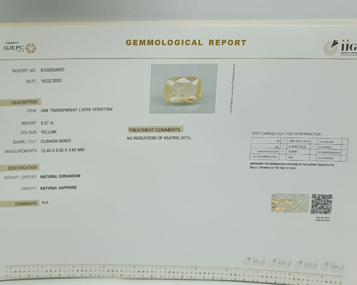 Yellow Sapphire 5.27 Ct. Yellow Sapphire 5.27 Ct.