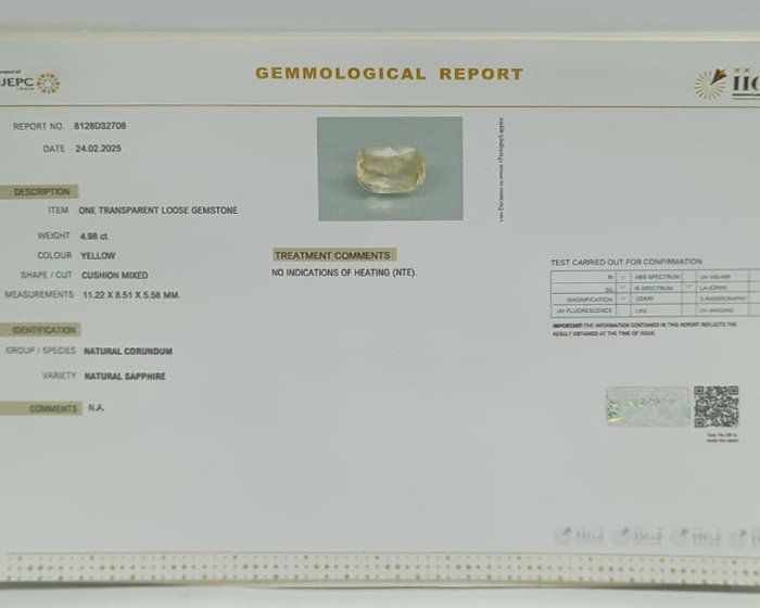 NYSP7969 4 1 Yellow Sapphire 4.98 Ct.