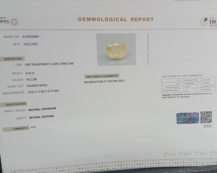 Yellow Sapphire 5.01 Ct.