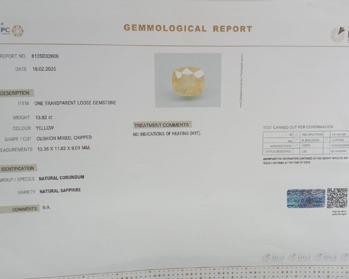 Yellow Sapphire 13.82 Ct.