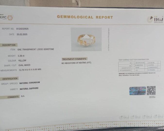 Yellow Sapphire 5.38 Ct. Yellow Sapphire 5.38 Ct.