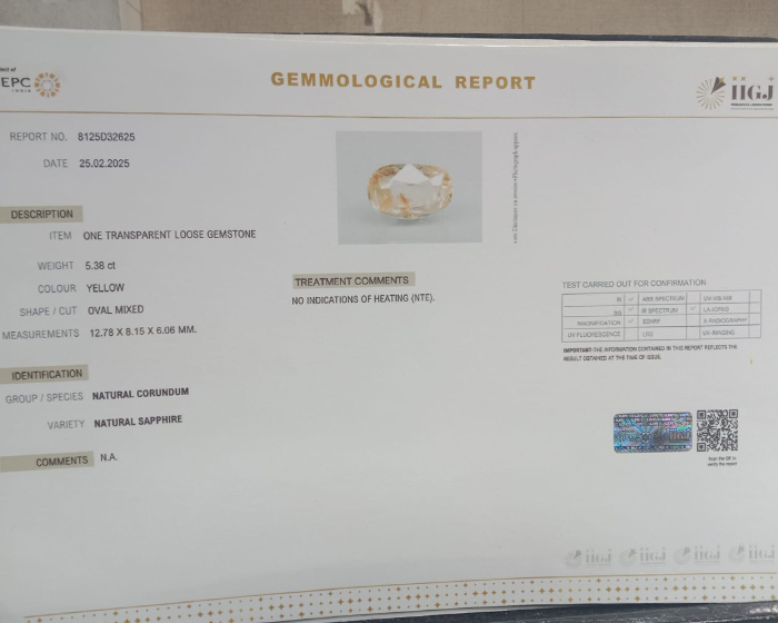 Yellow Sapphire 5.38 Ct. Yellow Sapphire 5.38 Ct.