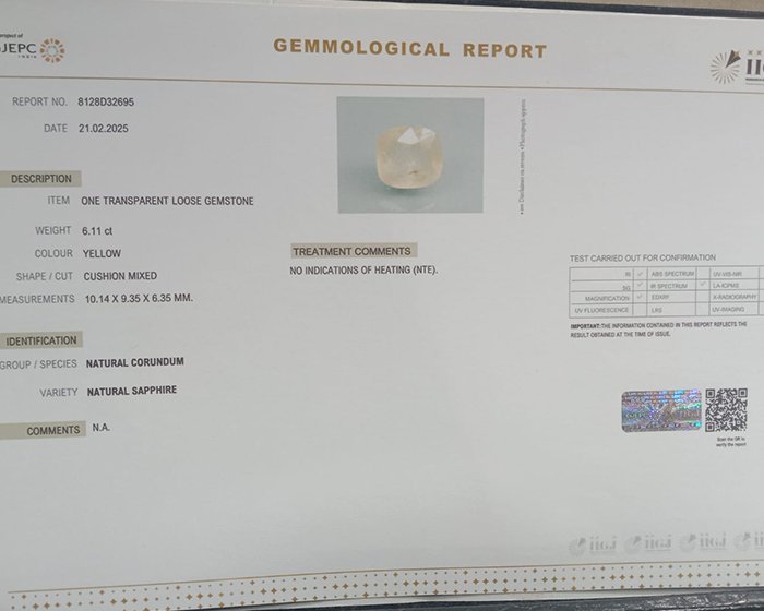 NYSPG7811 4 1 Yellow Sapphire 6.11 Ct.