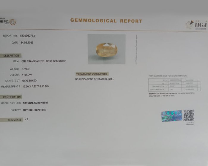 NYSPG7834 4 1 Yellow Sapphire 5.59 Ct.
