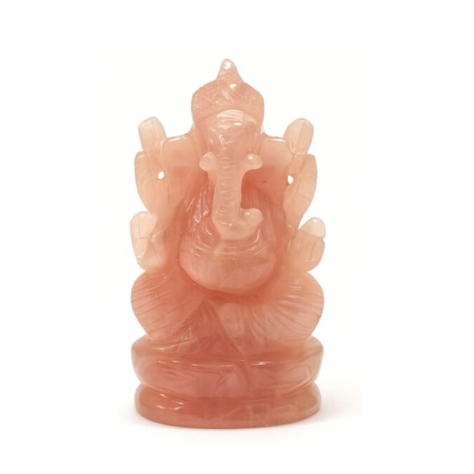 rqrtz Natural Rose Quartz Ganesh Ji Statue