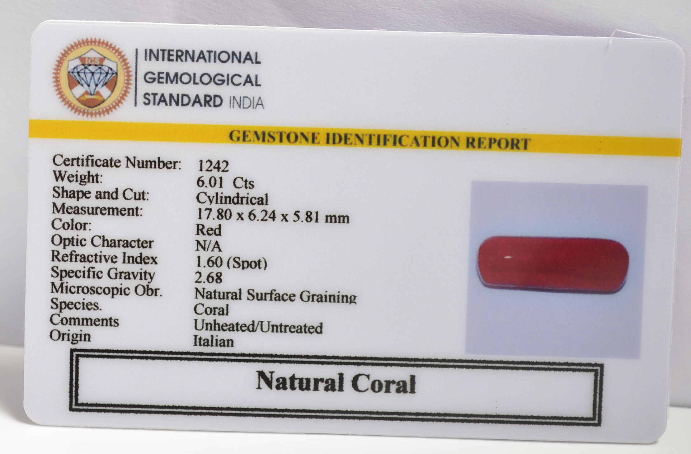 CRLG6005 1 CORAL 6.01 Ct.