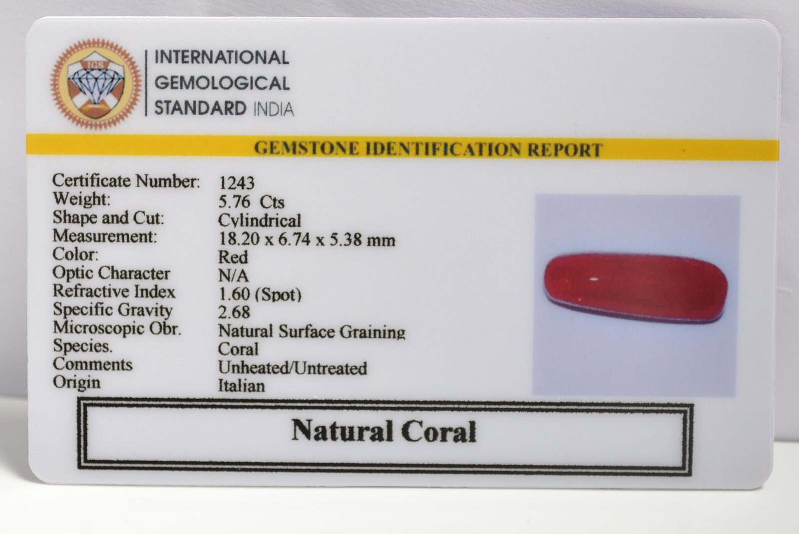 CRLG6006 1 CORAL 5.76 Ct.