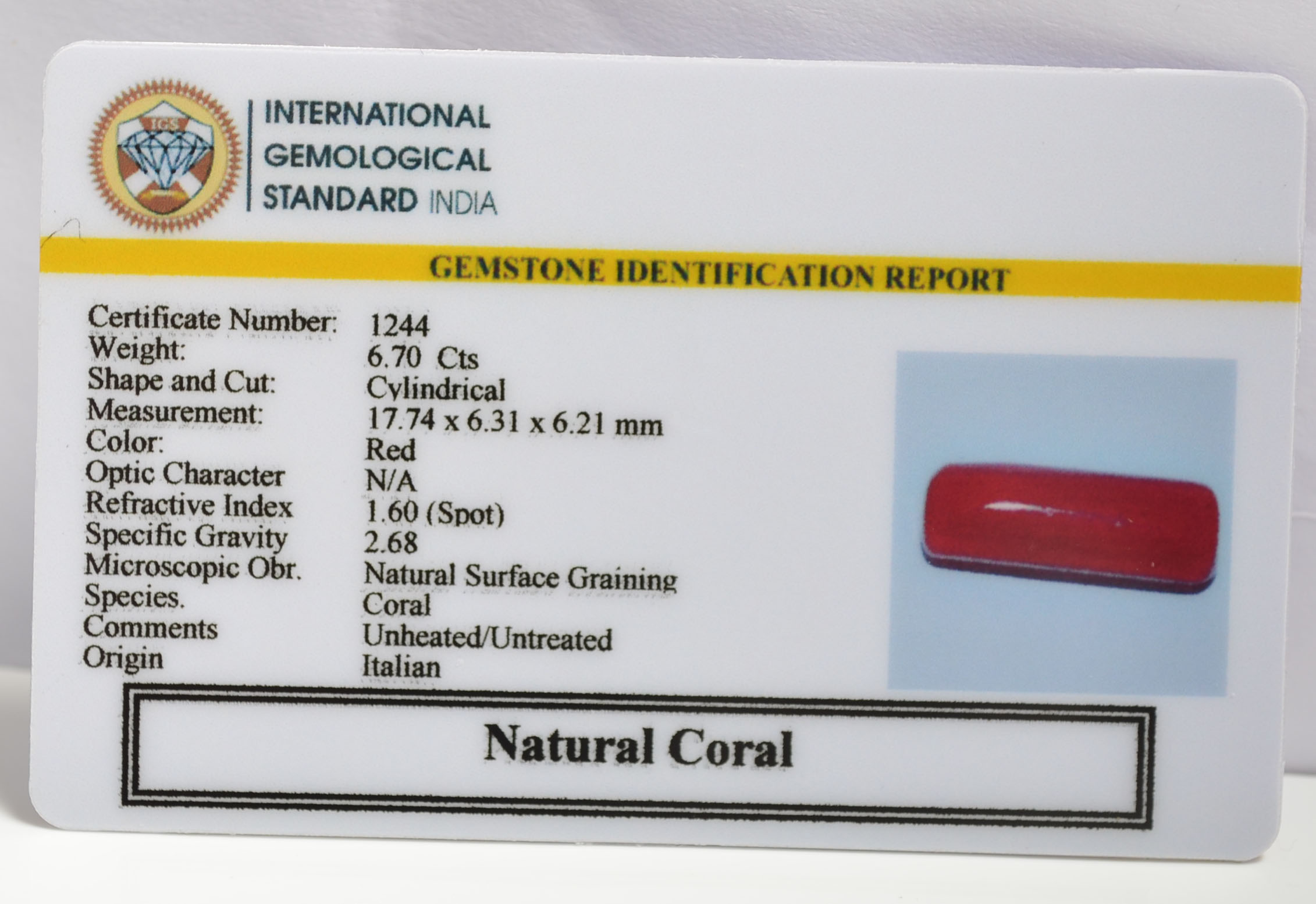 CRLG6007 1 CORAL 6.7 Ct.