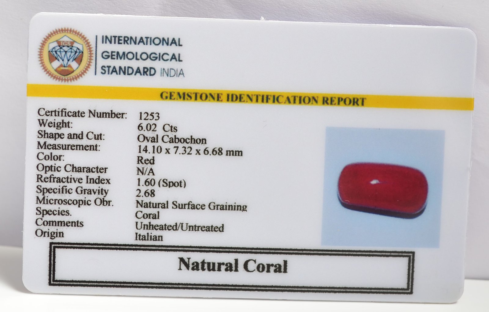 CRLG6011 1 CORAL 6.02 Ct.