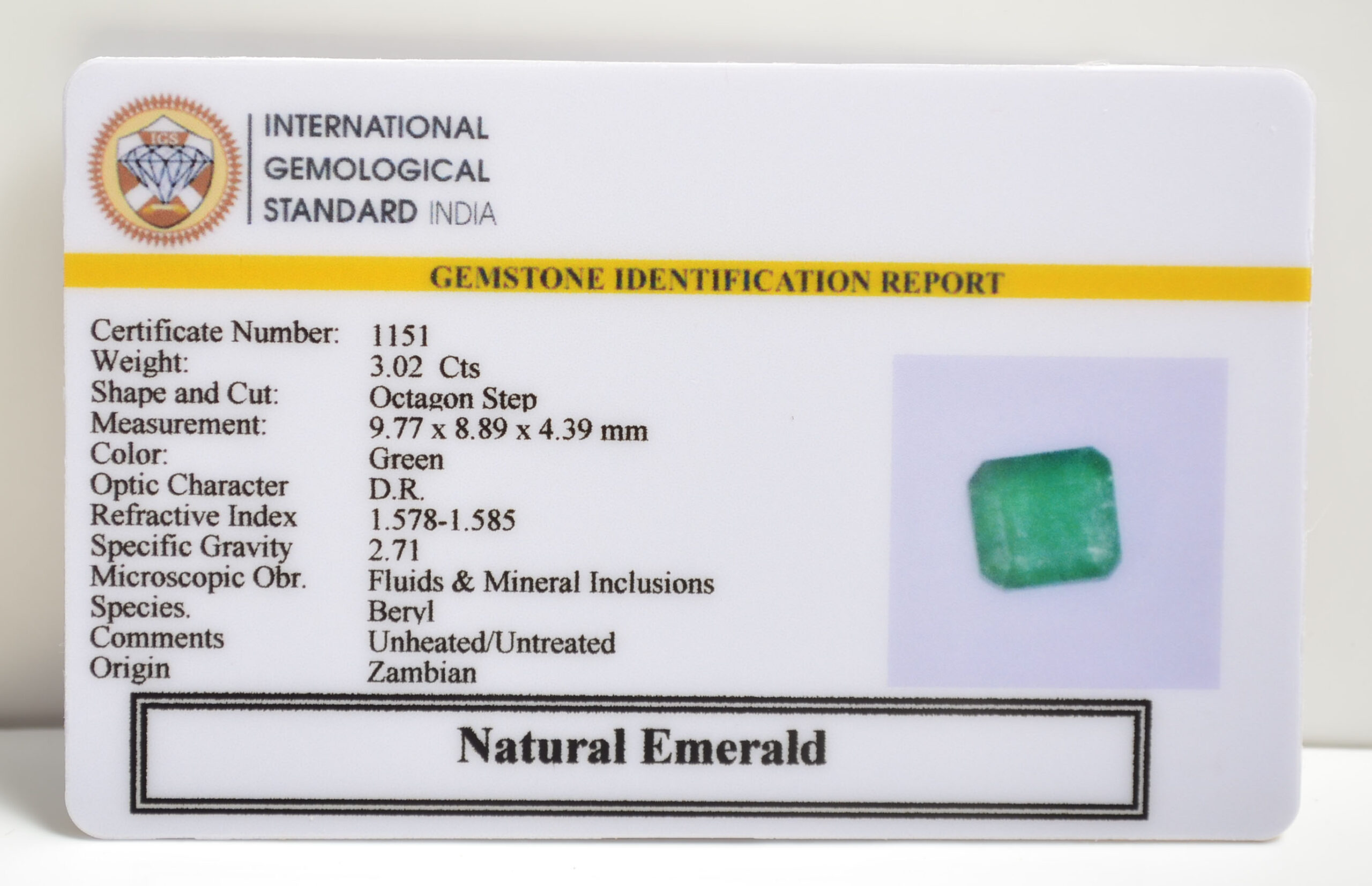 EMERALD 3.02 Ct. EMERALD 3.02 Ct.