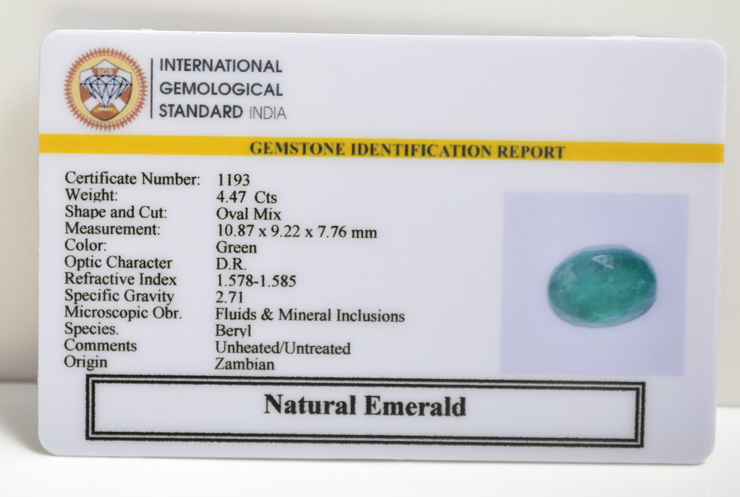 EMRD21039 2 EMERALD 4.47 Ct.