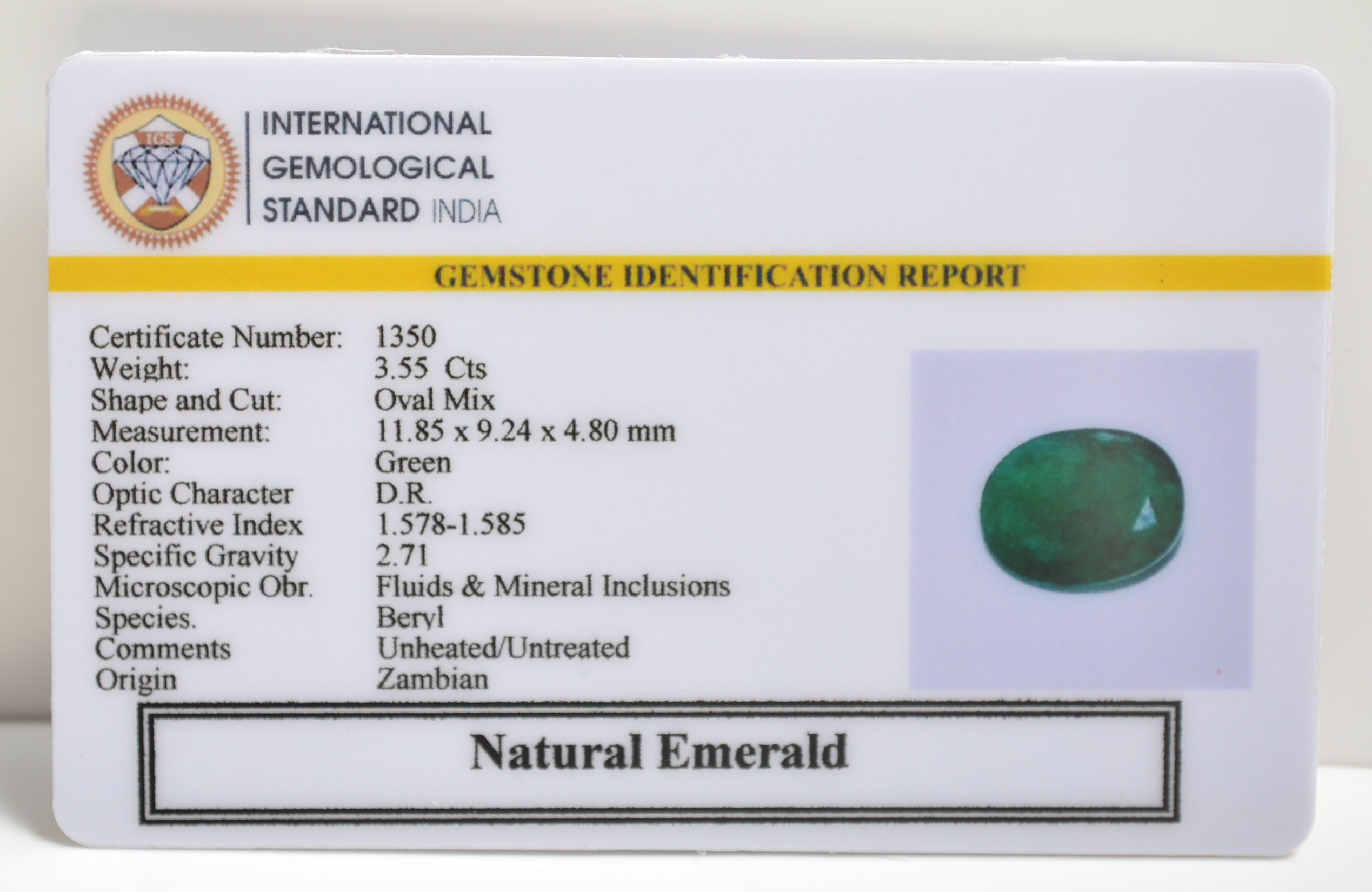 EMERALD 3.55 Ct. 3 EMRD21078 2 EMERALD 3.55 Ct.