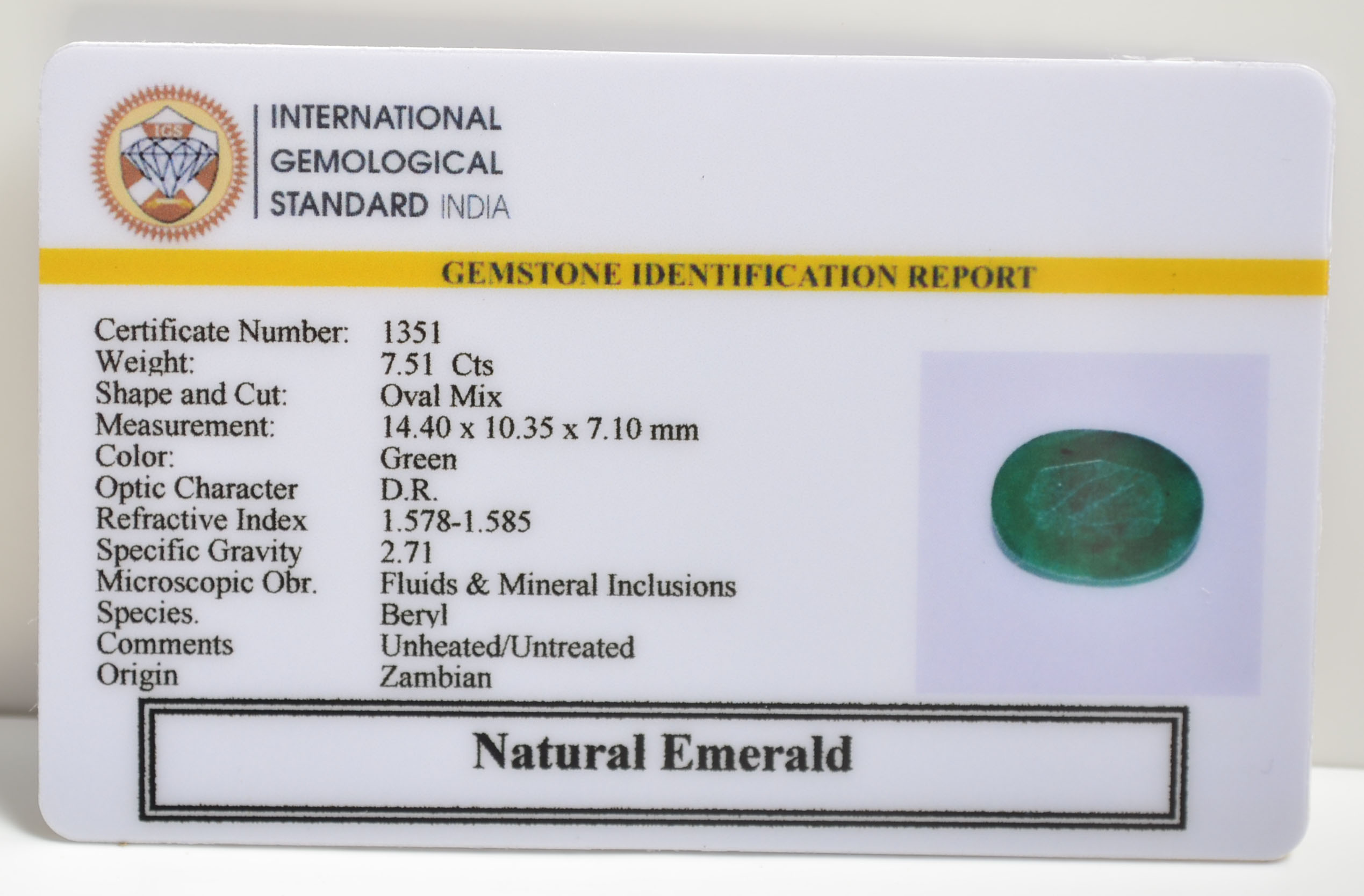 EMERALD 7.51 Ct. 3 EMRD21079 2 EMERALD 7.51 Ct.