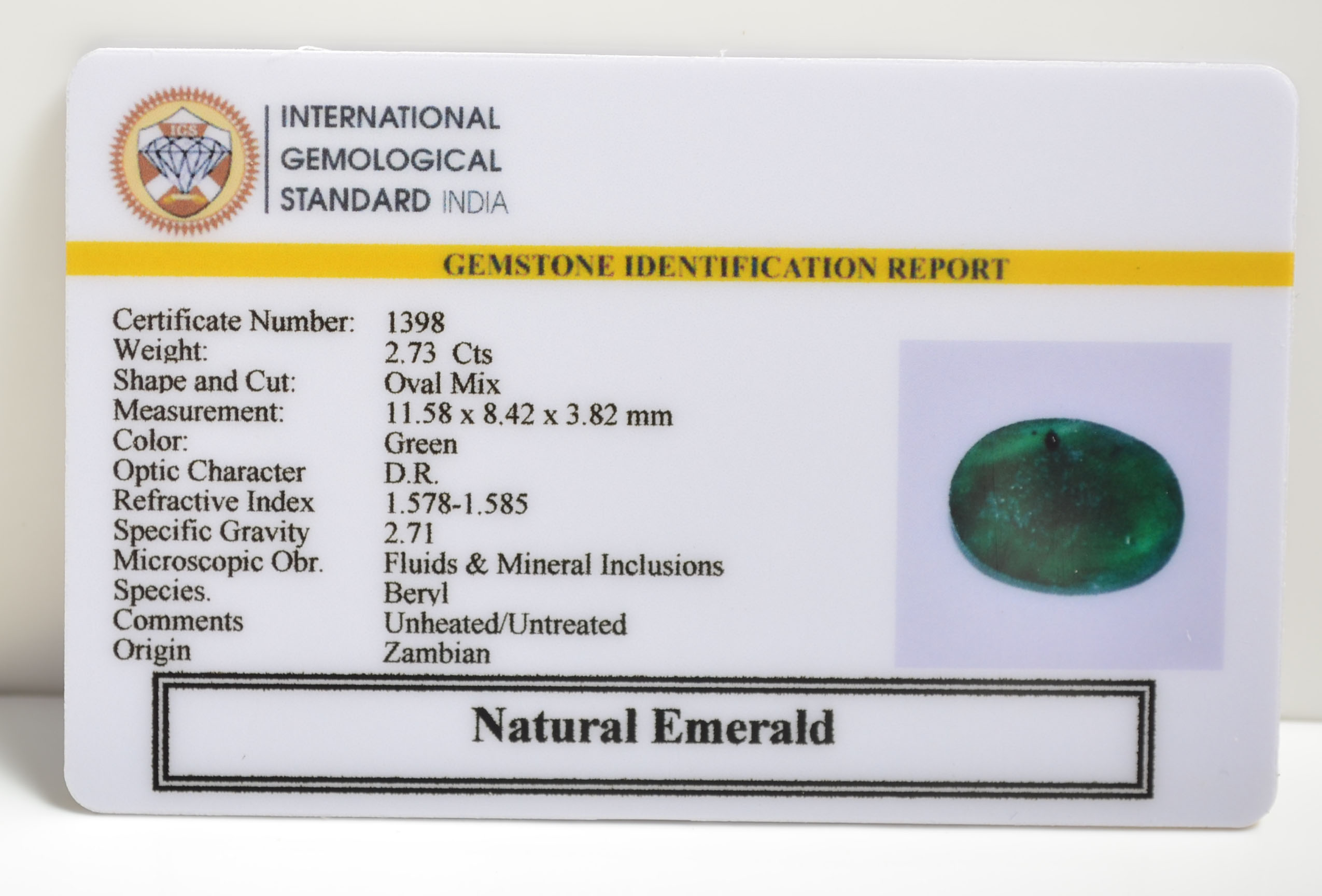 EMRD21113 2 EMERALD 2.73 Ct.