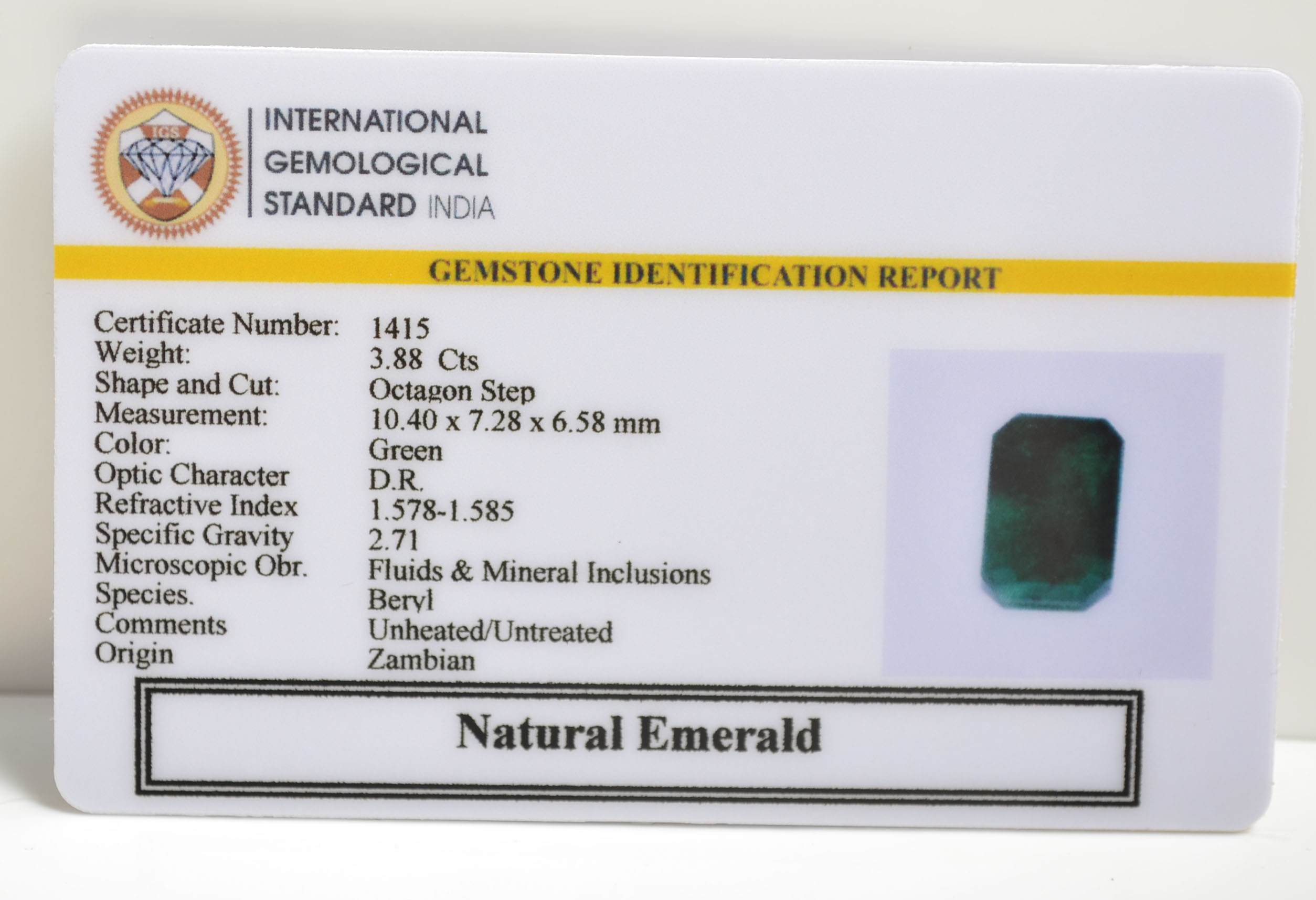 EMERALD 3.88 Ct.