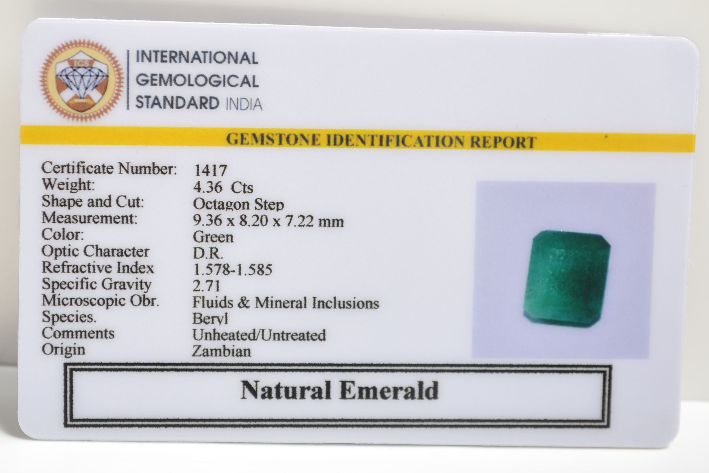 EMERALD 4.36 Ct. 3 EMRD21124 2 EMERALD 4.36 Ct.