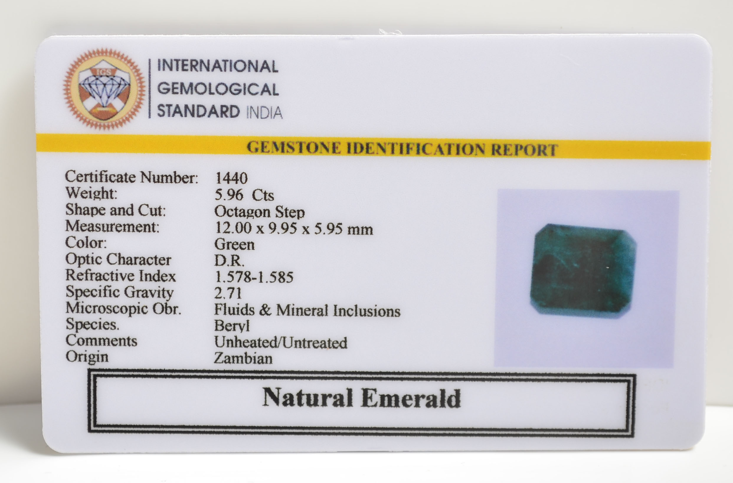 EMERALD 5.96 Ct.
