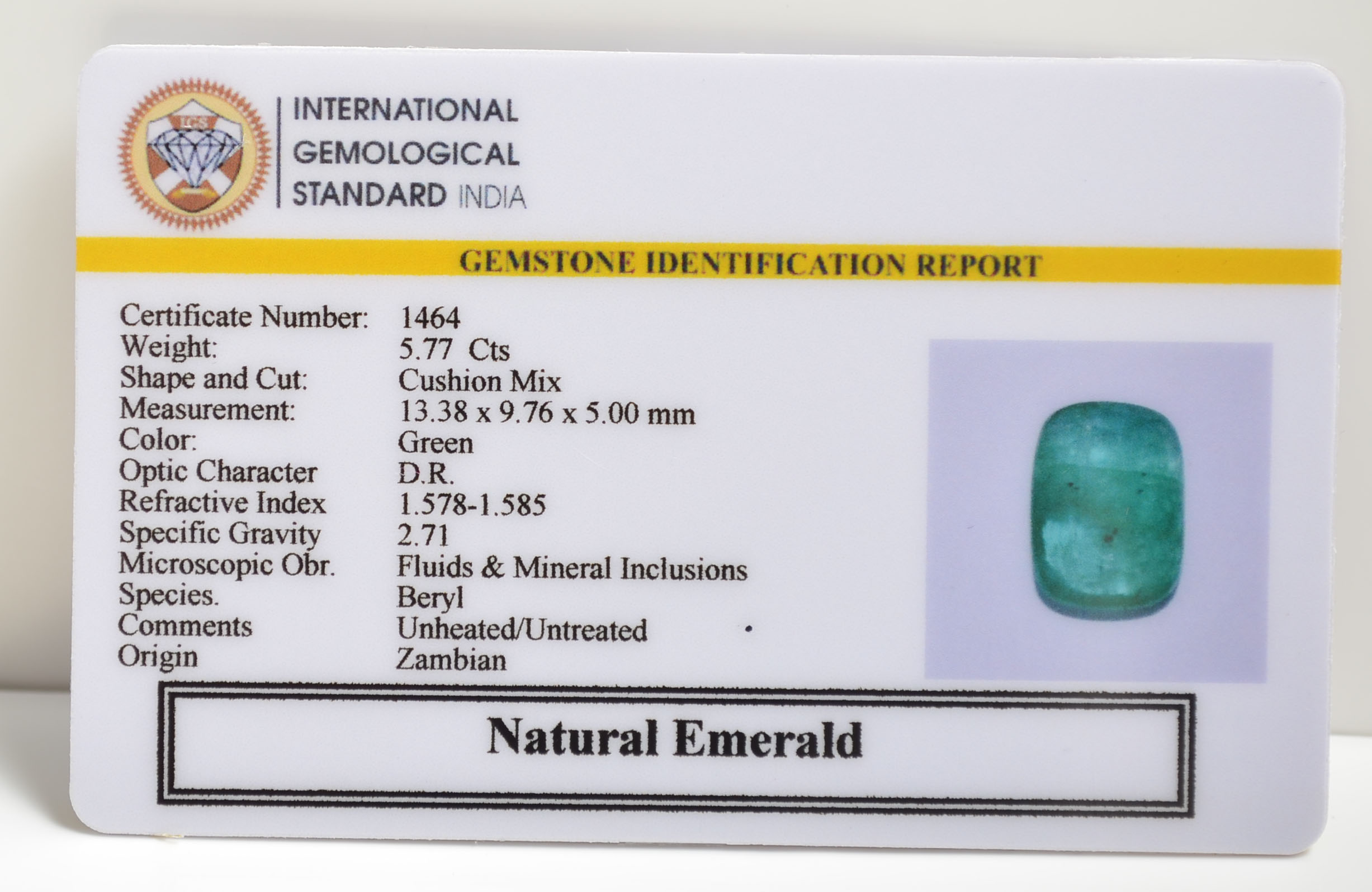 EMERALD 5.77 Ct. 3 EMRD21159 2 EMERALD 5.77 Ct.