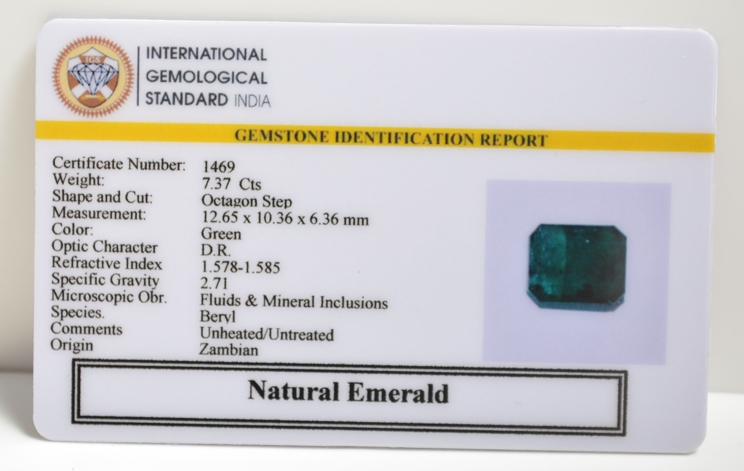 EMERALD 7.37 Ct. 3 EMRD21162 2 EMERALD 7.37 Ct.