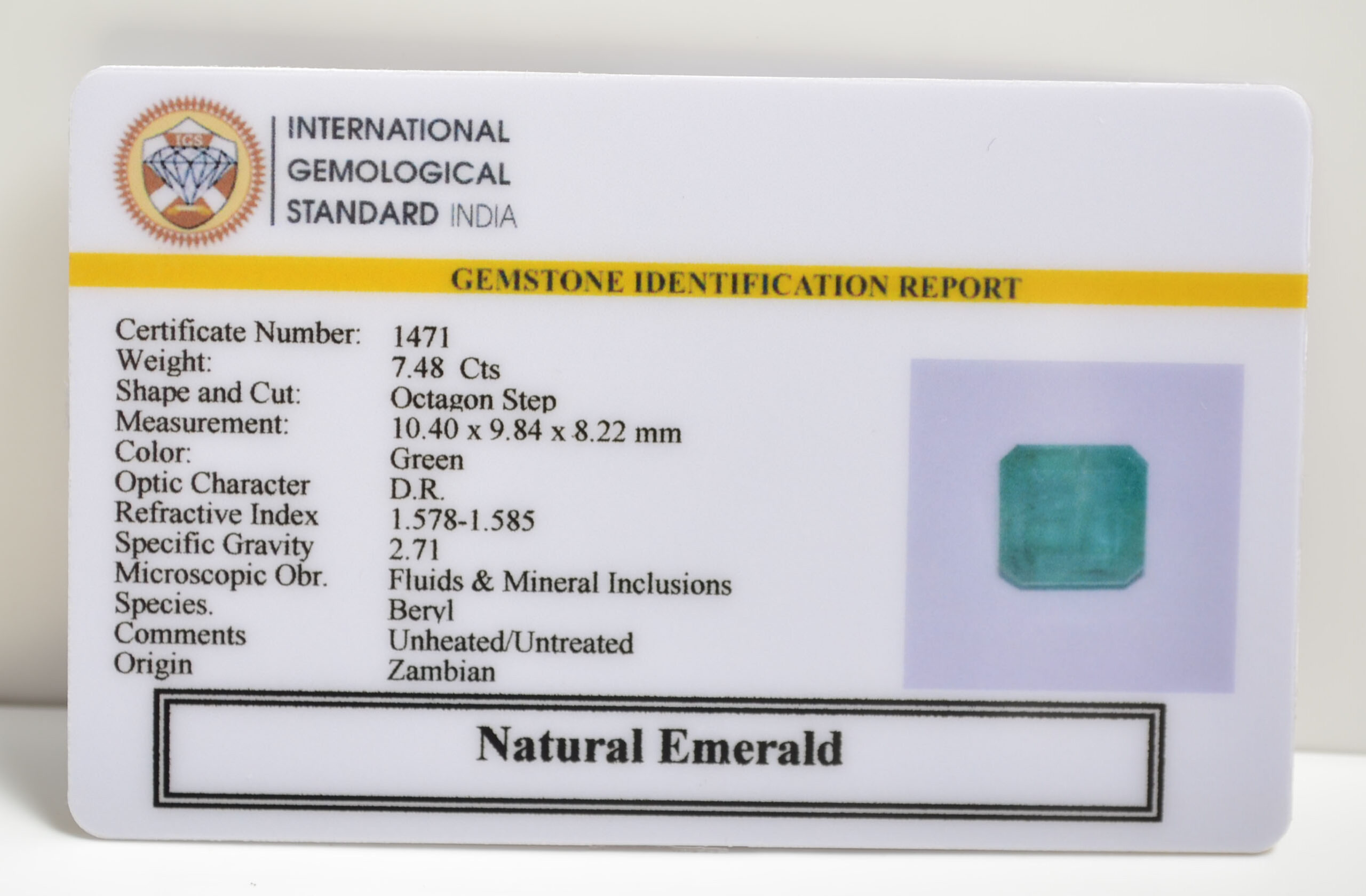 EMERALD 7.48 Ct.