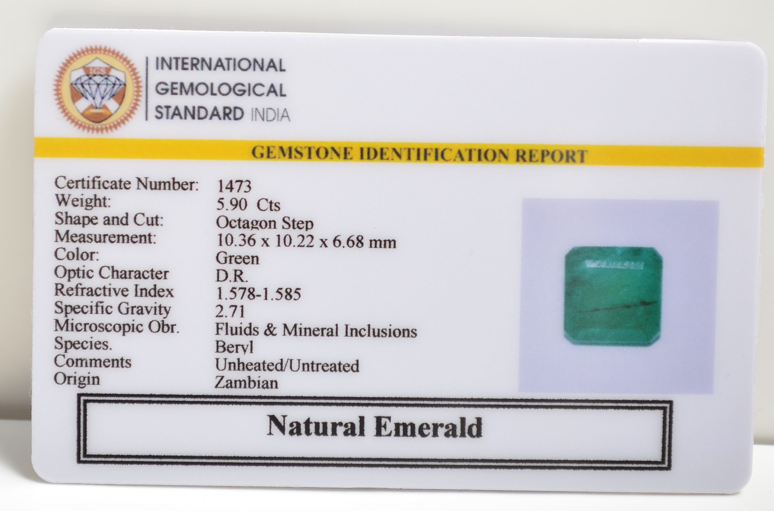 EMERALD 5.9 Ct. 3 EMRD21165 2 EMERALD 5.9 Ct.