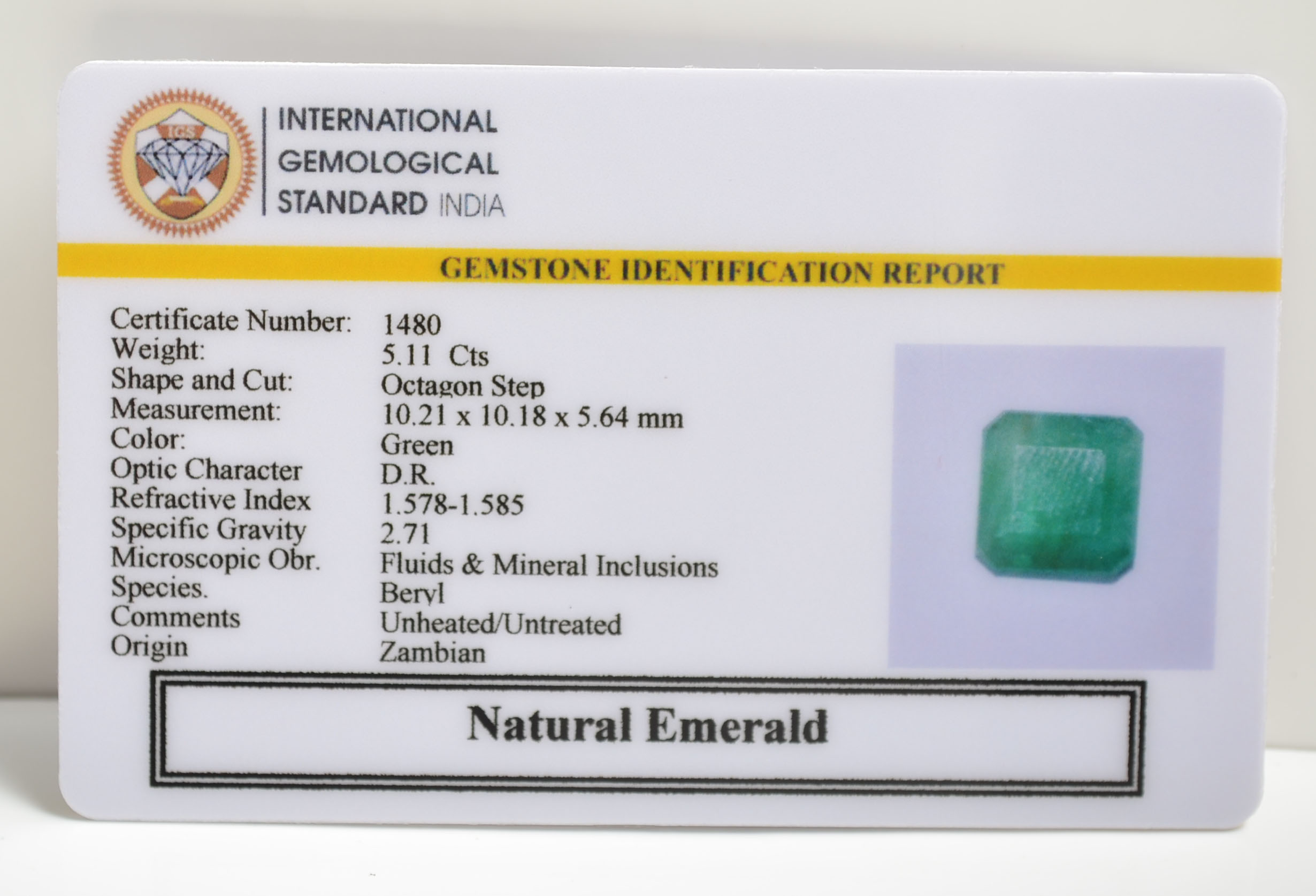EMERALD 5.11 Ct. 3 EMRD21168 2 EMERALD 5.11 Ct.
