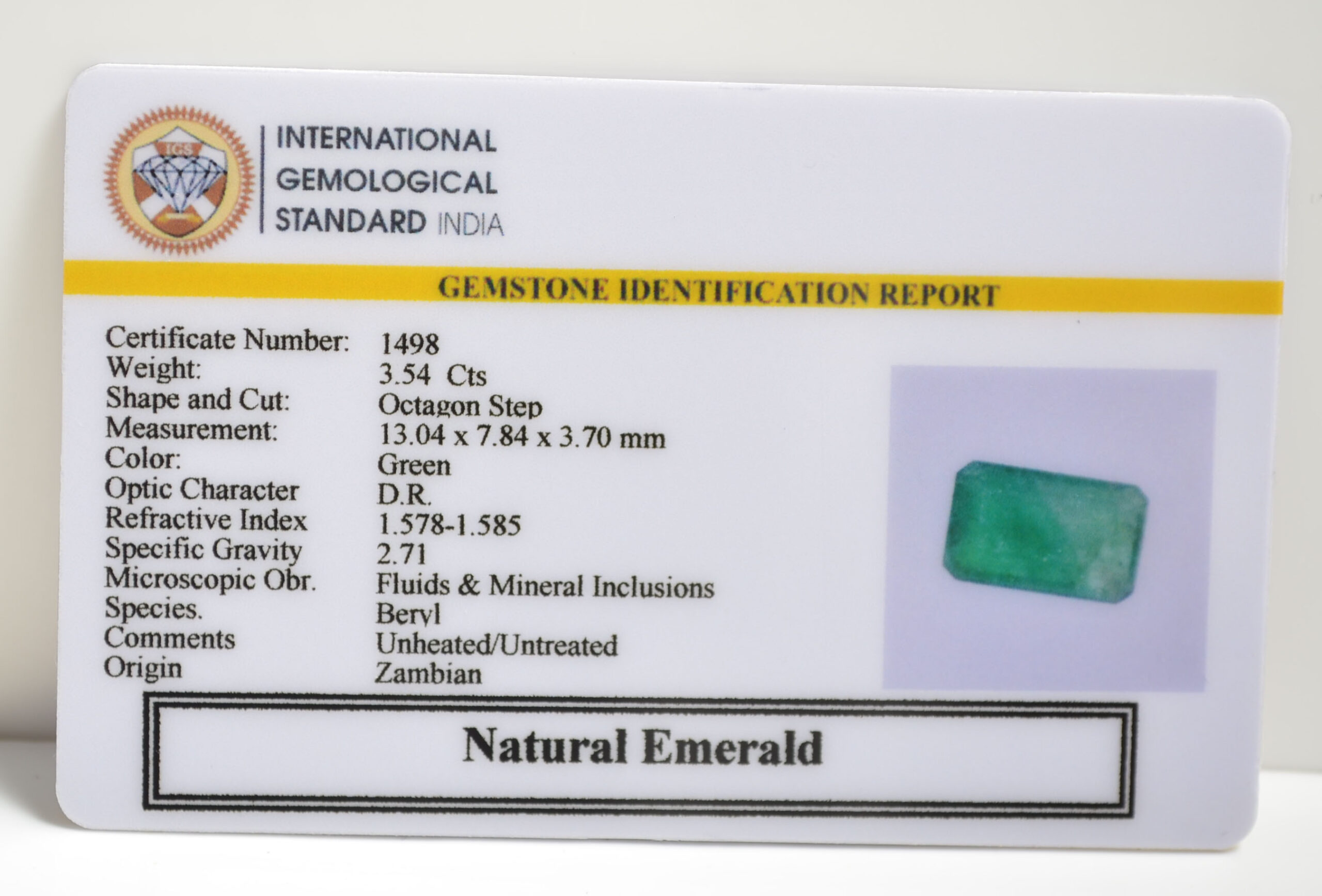 EMERALD 3.54 Ct. EMERALD 3.54 Ct.