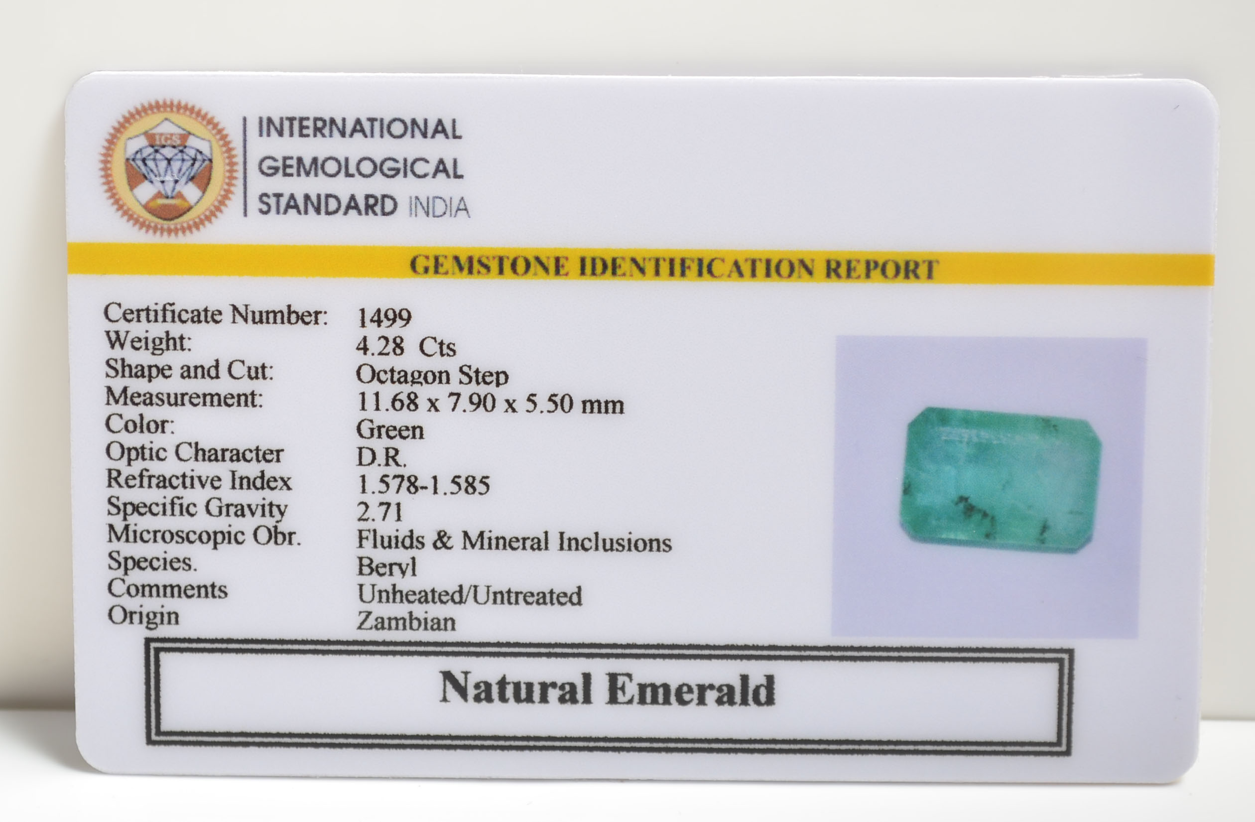 EMRD21185 2 EMERALD 4.28 Ct.