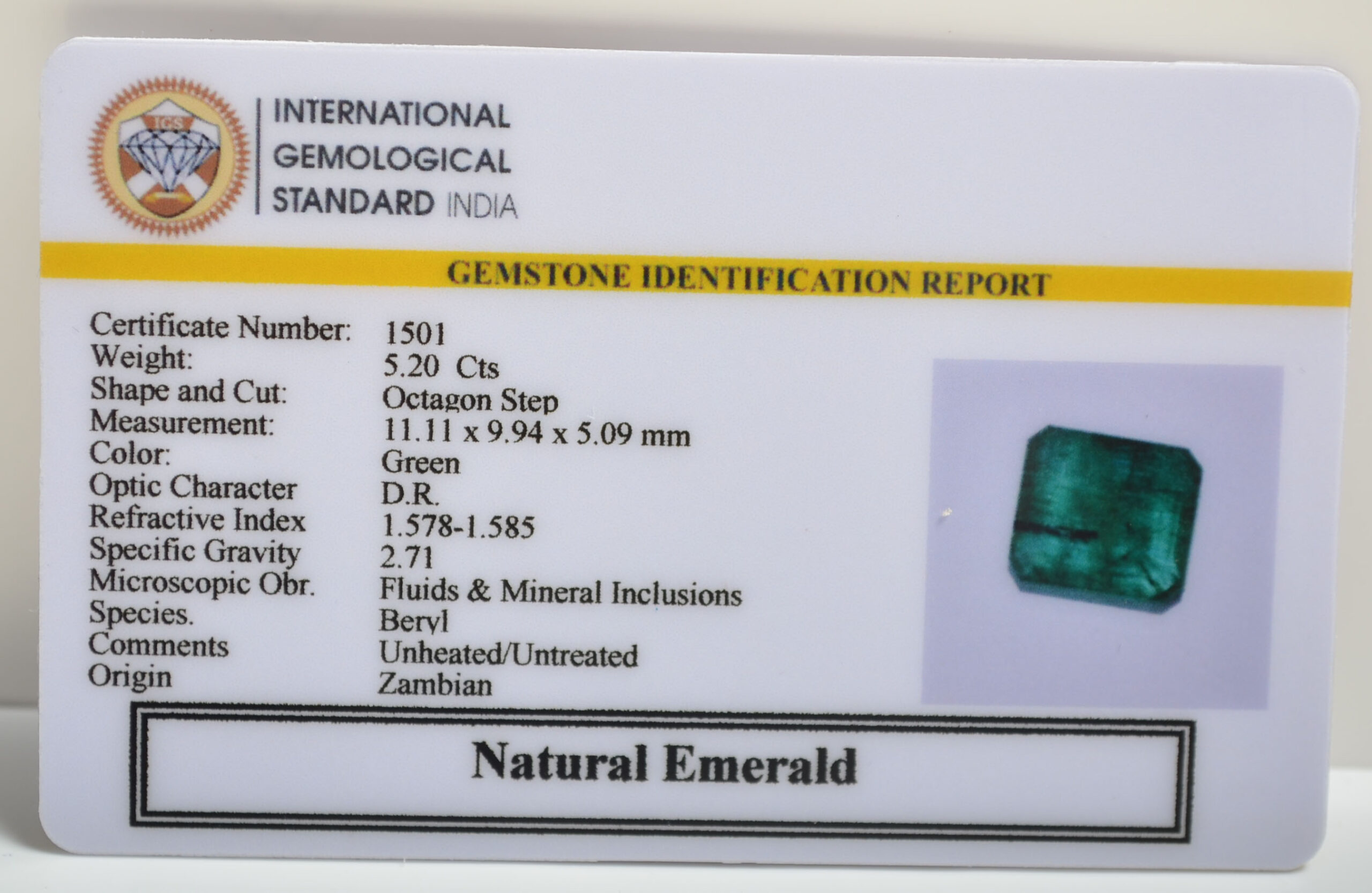 EMERALD 5.2 Ct. EMERALD 5.2 Ct.