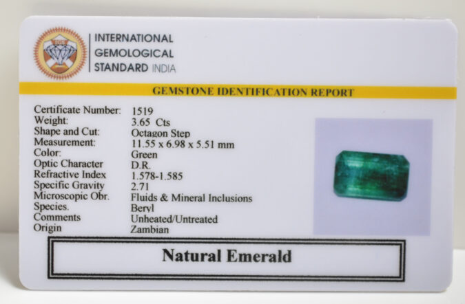 EMERALD 3.65 Ct.